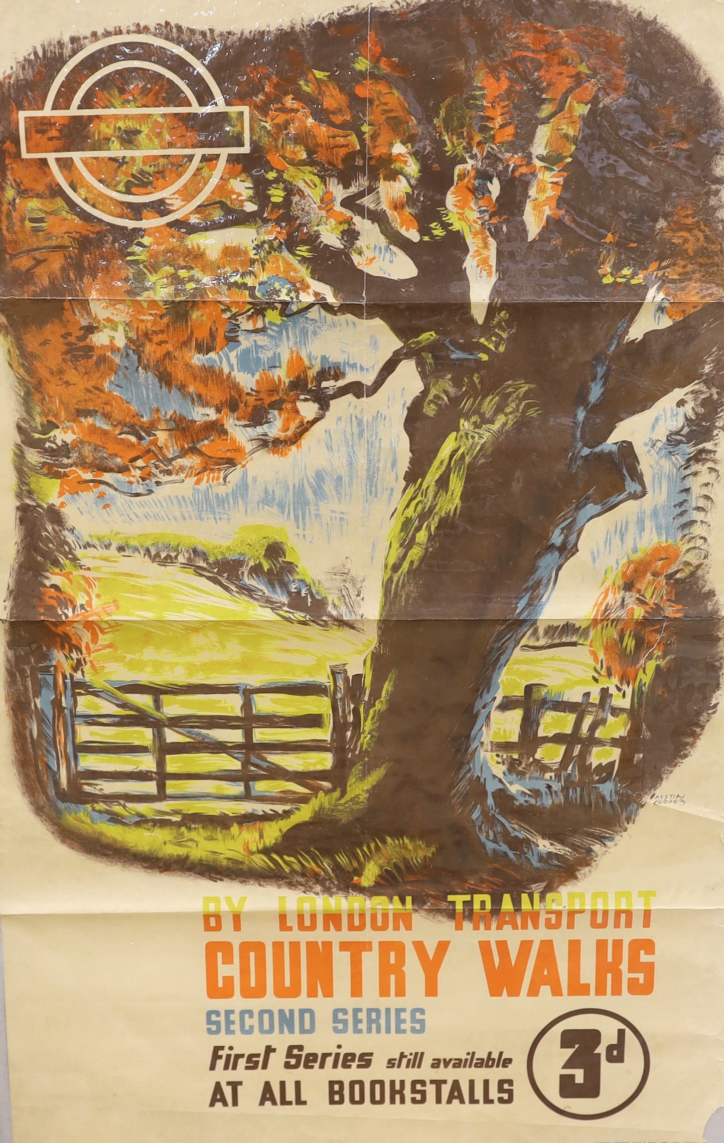 Austin Cooper (Canadian, 1890-1964), lithographic poster for London Transport, 'By London Transport - Country Walks, 2nd Series', 101 x 63cm, unframed